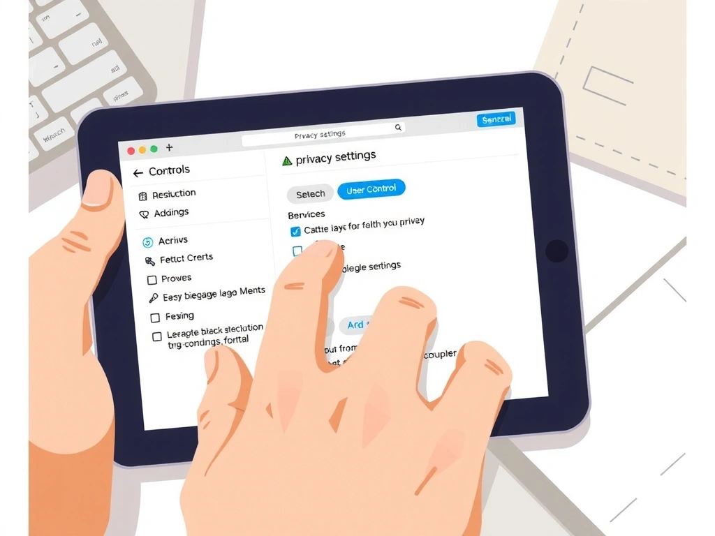 Representación visual de un usuario gestionando la configuración de privacidad en un navegador web